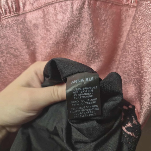 Anna Sui Bubble Gum Pink Whimsigoth Fairy Metallic Faux Leather Mini Dress US 12 - Picture 13 of 14